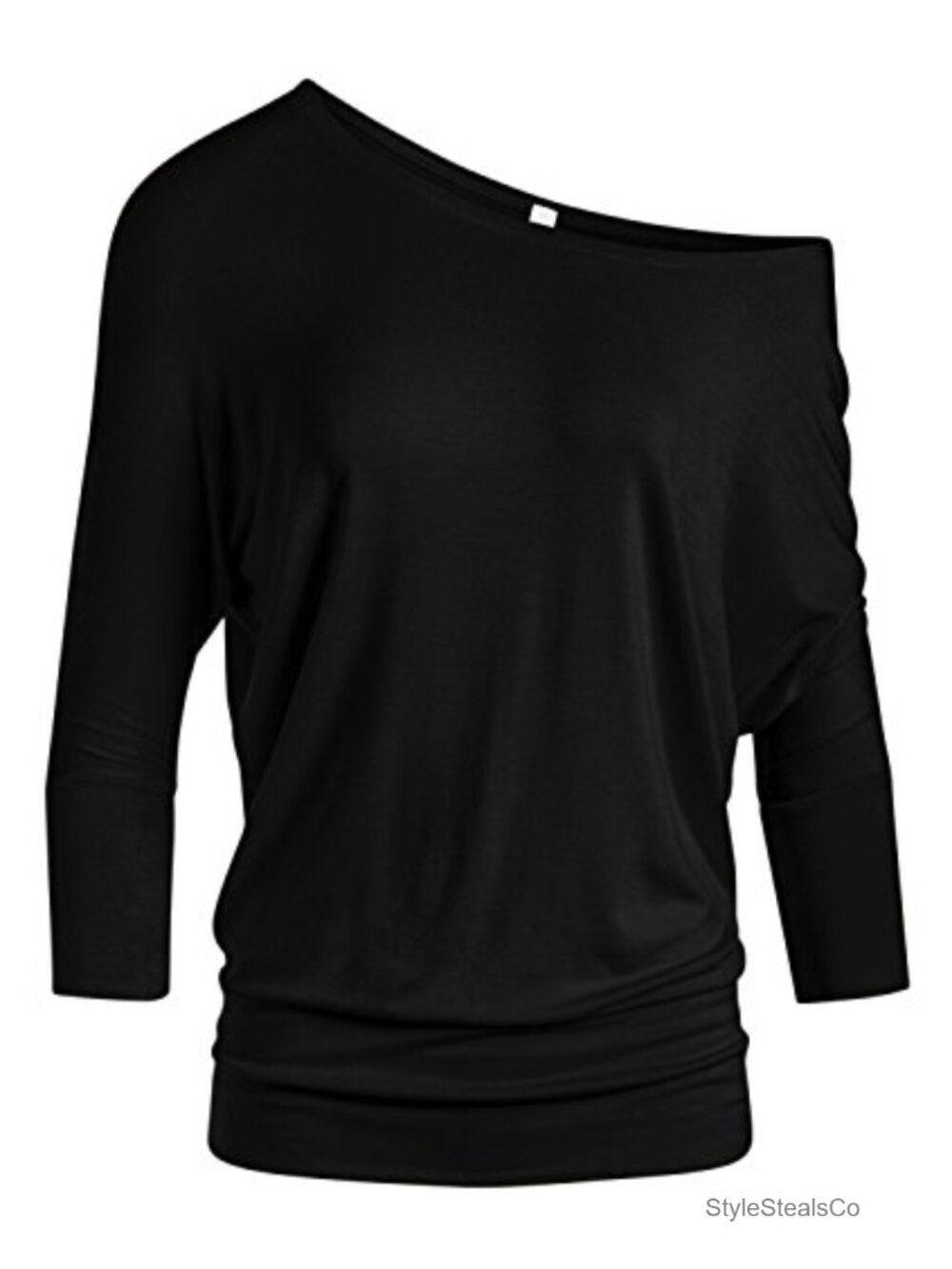 Dolman Top Off Shoulder 3/4 Sleeve Relaxed Fit Casual Blouse